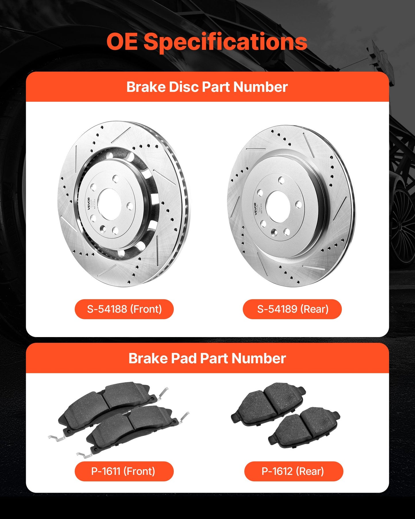 Front and Rear Brake Kit Fits for 2013-2015 Ford Explorer (Limited, Sport, XLT; Heavy Duty Brakes), 2018 Ford Explorer (Limited, Platinum, Sport, XLT; Heavy Duty Brakes; 2 Piston Rear Caliper)