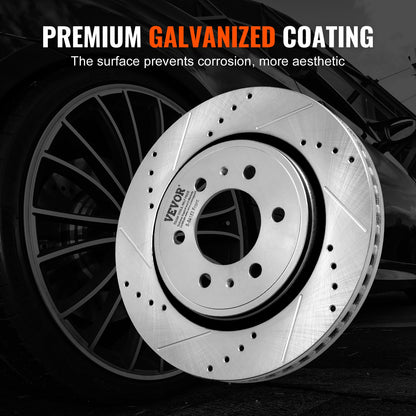 Front and Rear Brake Kit Compatible with 2012-2020 Ford F-150(MPB Only), Drilled and Slotted Brake Rotors Ceramic Brake Pads Replacement, 13.8" Front Rotors 13.7" Rear Rotors