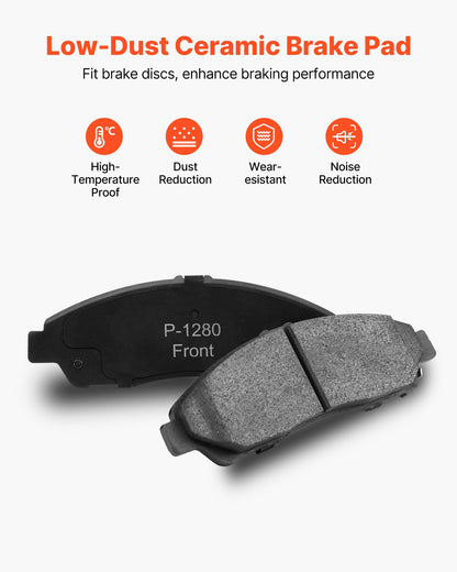Front and Rear Brake Kit Compatible with 2007-2013 Acura MDX, 2010-2013 Acura ZDX, 2009-2014 Honda Pilot, Drilled and Slotted Brake Rotors Ceramic Brake Pads Replacement Kit, 13 in (Front)