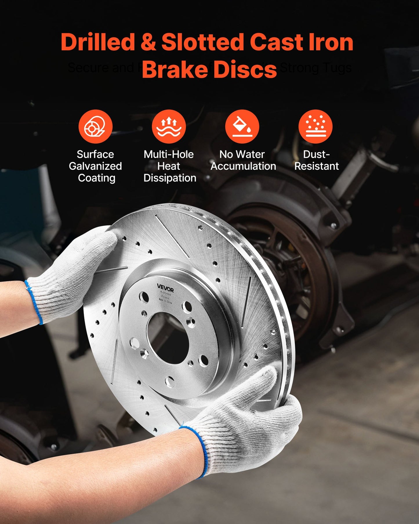 Front and Rear Brake Kit Compatible with 2007-2013 Acura MDX, 2010-2013 Acura ZDX, 2009-2014 Honda Pilot, Drilled and Slotted Brake Rotors Ceramic Brake Pads Replacement Kit, 13 in (Front)