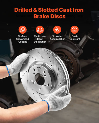 Front and Rear Brake Kit Compatible with 2007-2013 Acura MDX, 2010-2013 Acura ZDX, 2009-2014 Honda Pilot, Drilled and Slotted Brake Rotors Ceramic Brake Pads Replacement Kit, 13 in (Front)