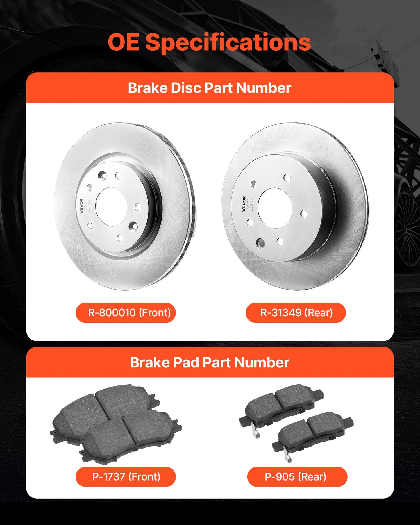 Front and Rear Brake Kit Compatible with 2014-2015 Nissan Rogue (2 Row Seating; 11.65 inch (296mm) Front Outer Diameter), Hollow Structure Brake Rotors Ceramic Brake Pads Replacement Kit