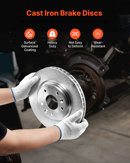 Front and Rear Brake Kit Compatible with 2014-2015 Nissan Rogue (2 Row Seating; 11.65 inch (296mm) Front Outer Diameter), Hollow Structure Brake Rotors Ceramic Brake Pads Replacement Kit