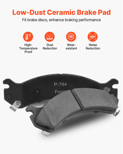Front and Rear Brake Kit Compatible with 2002-2006 Chevrolet Avalanche 2500 (8 STUD), 2002-2004 Chevrolet Silverado 2500 (Models w/Manual Transmission ONLY), Drilled & Slotted Brake Rotors