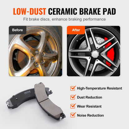 Front Brake Kit Compatible with 2011-2019 Chevy Silverado GMC Sierra 2500 3500 HD, Drilled and Slotted Brake Rotors Ceramic Brake Pads Replacement Kit, 14" Front Rotors