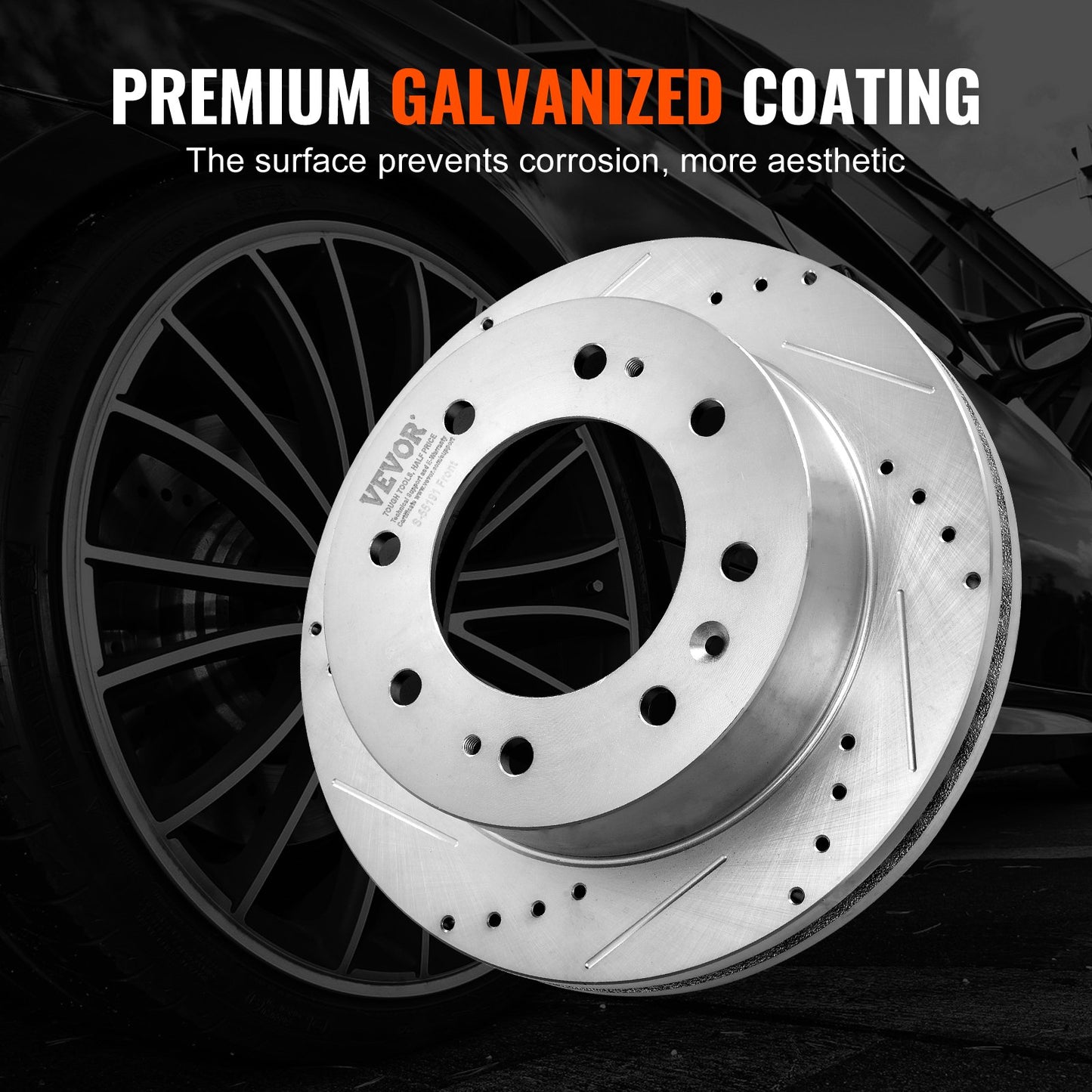 Front Brake Kit Compatible with 2011-2019 Chevy Silverado GMC Sierra 2500 3500 HD, Drilled and Slotted Brake Rotors Ceramic Brake Pads Replacement Kit, 14" Front Rotors