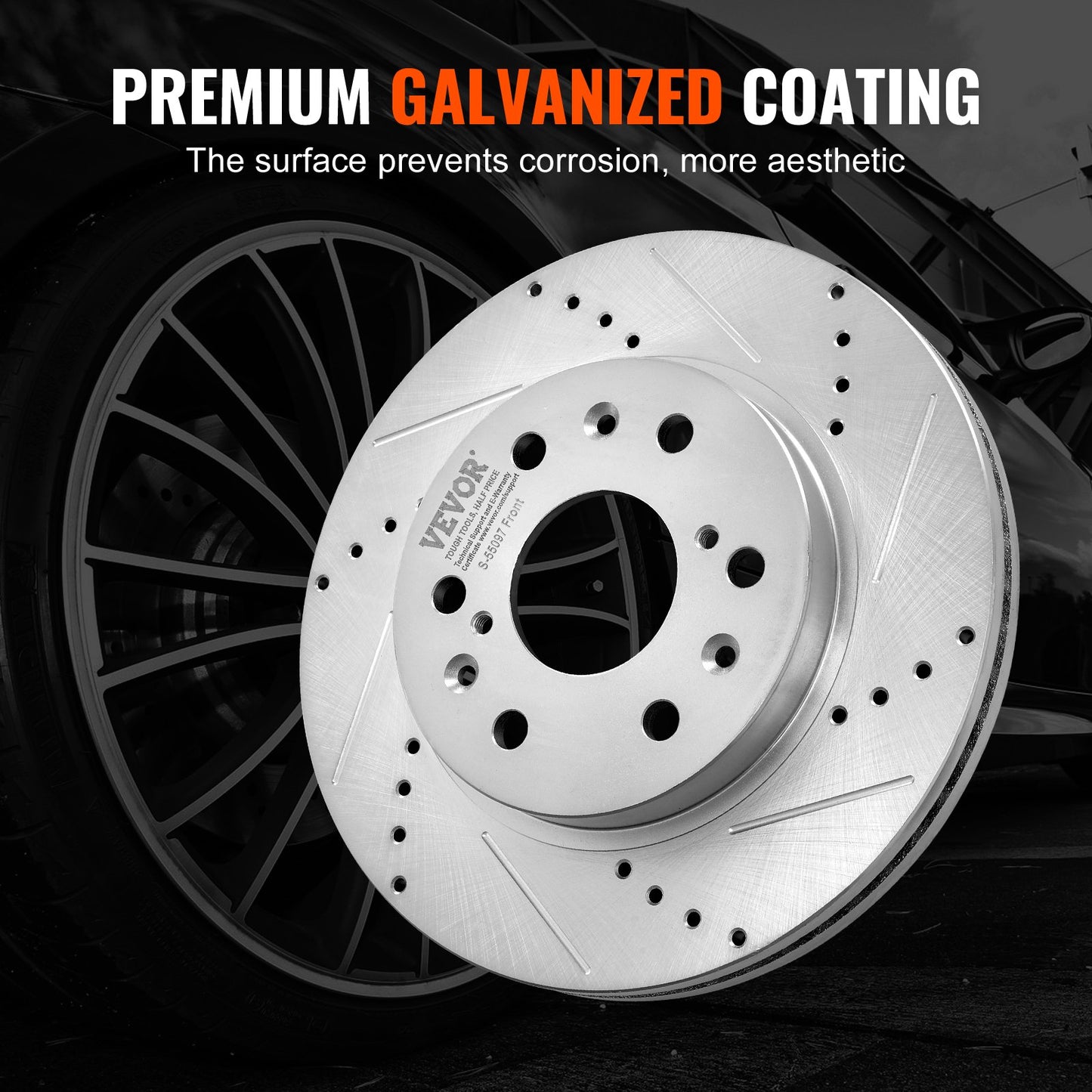 Front Rear Brake Kit for 2014-2018 Chevy Silverado GMC Sierra 1500, 2015-2020 Suburban Tahoe Yukon XL Escalade ESV, Drilled & Slotted Brake Rotors Ceramic Brake Pads Replacement Kit
