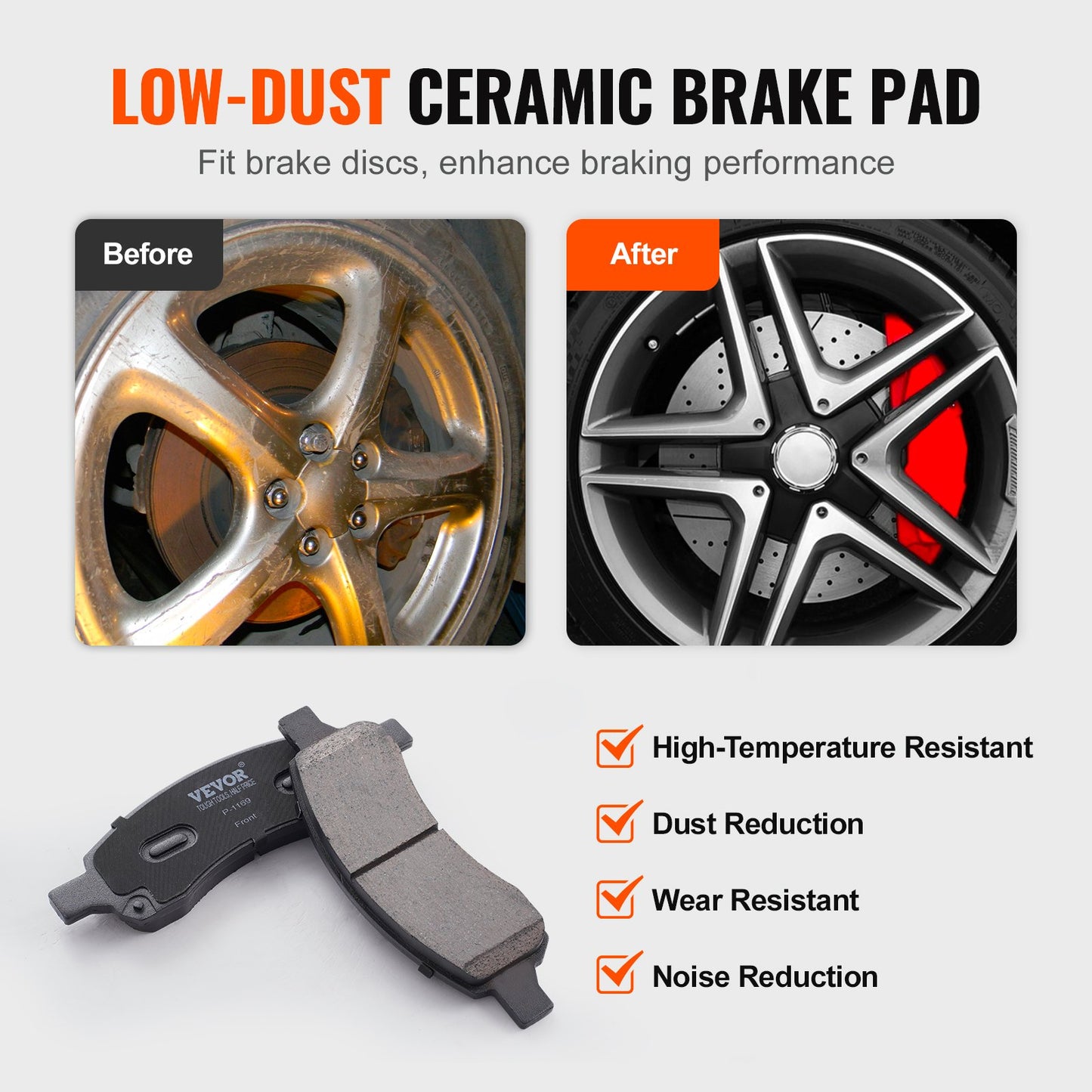 Front Brake Kit Compatible with 2007-2017 Chevy Traverse, Buick Enclave, GMC Acadia, Saturn Outlook, Drilled and Slotted Brake Rotors Ceramic Brake Pads Replacement Kit, 12.8" Front Rotors