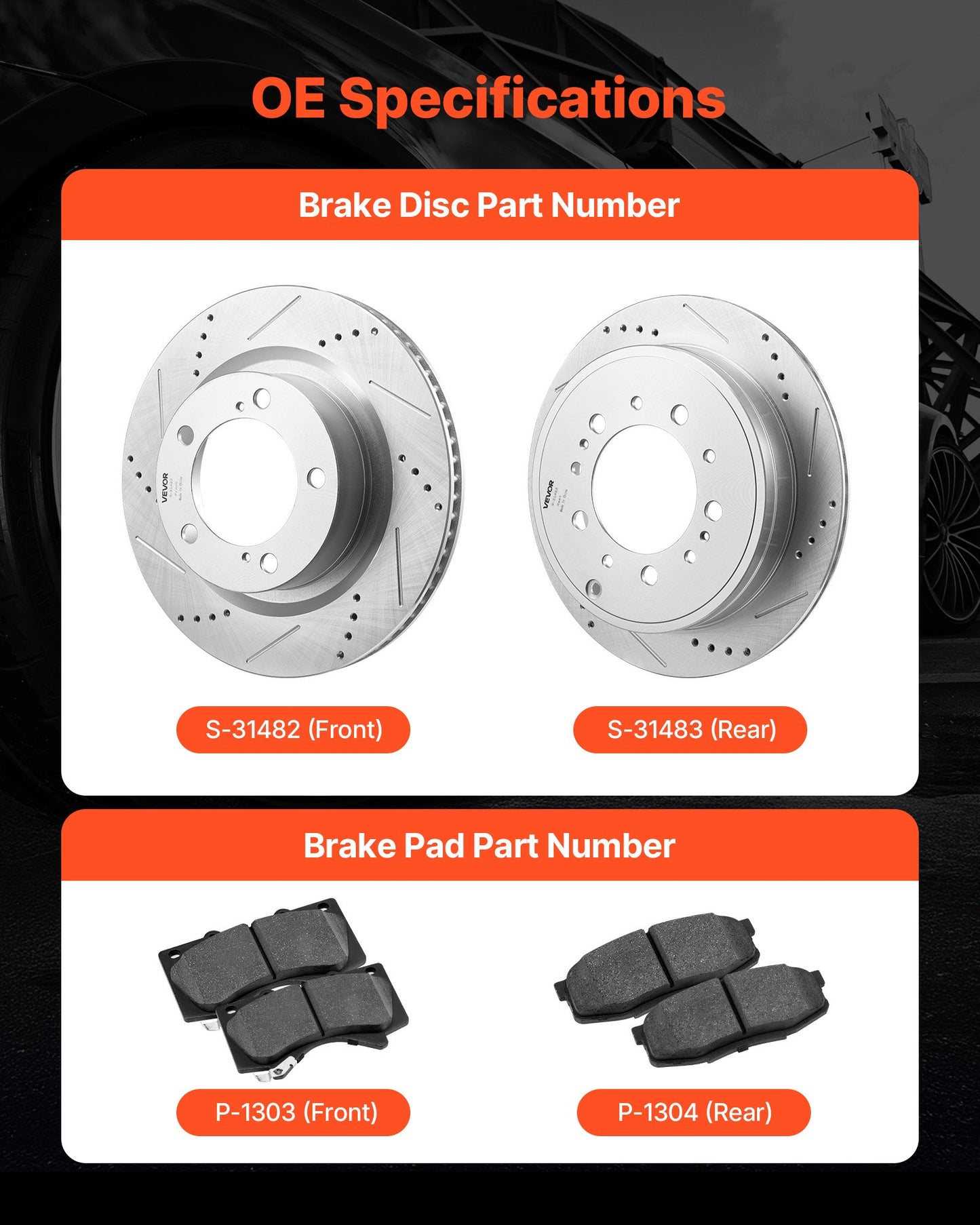 Front & Rear Ceramic Brake Kit Compatible with 2016-2021 Lexus LX570, 2016-2021 Toyota Land Cruiser, Drilled and Slotted Brake Rotors Ceramic Brake Pads Replacement Kit, 14 inch Front Rotors