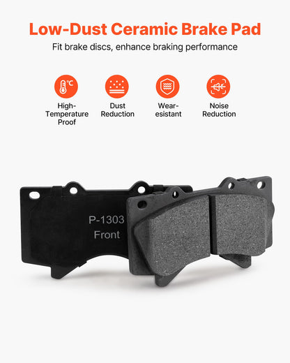 Front & Rear Ceramic Brake Kit Compatible with 2016-2021 Lexus LX570, 2016-2021 Toyota Land Cruiser, Drilled and Slotted Brake Rotors Ceramic Brake Pads Replacement Kit, 14 inch Front Rotors