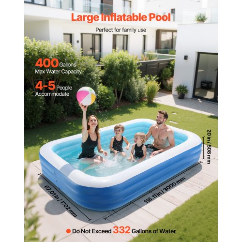 Aufblasbarer Pool Großer aufblasbarer Pool für Kinder, Erwachsene, Familie | EU