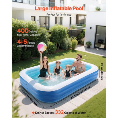Aufblasbarer Pool Großer aufblasbarer Pool für Kinder, Erwachsene, Familie | EU