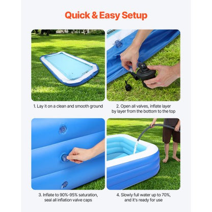 Aufblasbarer Pool Großer aufblasbarer Pool für Kinder, Erwachsene, Familie | EU