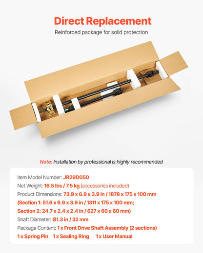 Front Drive Shaft, 73.9" Prop Shaft Driveshaft Assembly Compatible with 2014-2017 Polaris RZR XP 1000, Replace #PRP-PO-09-006 1333350 1333424