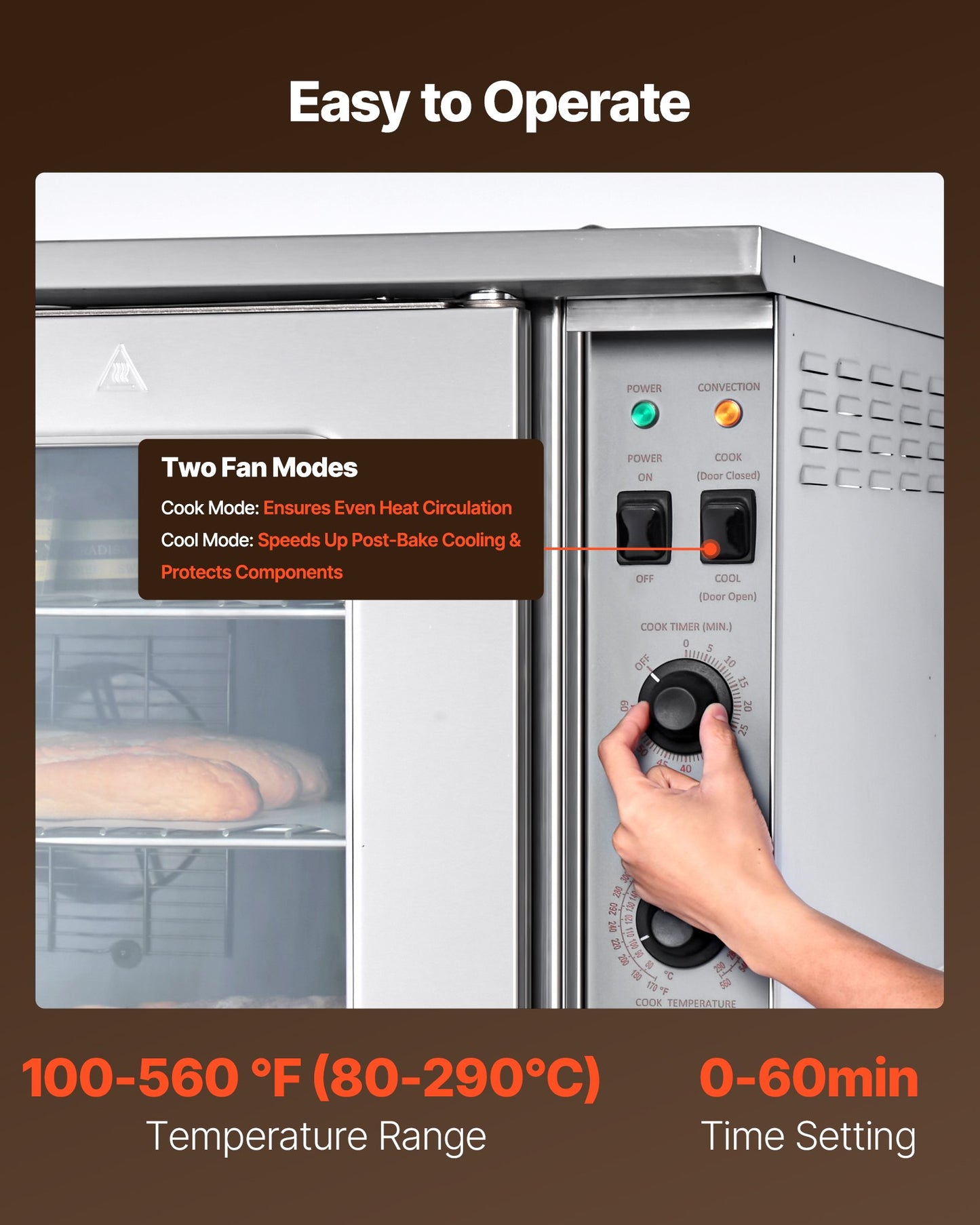 Double Deck Gas Convection Oven, 14 cu.ft Full-Size Commercial Convection Oven, 40,000 BTU x 2 Powerful Burners, Natural Gas Commercial Ovens with Two Fan Modes, for Bakery, Restaurant & Kitchen