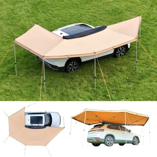 270 Degree Awning, 133 sq.ft Driver Side Vehicle Awning, Waterproof UV50+ Car Side Awnings with Carry Bag, All-Weather Free-Standing Overland Awnings Car Shelter for SUV Van Truck Camping