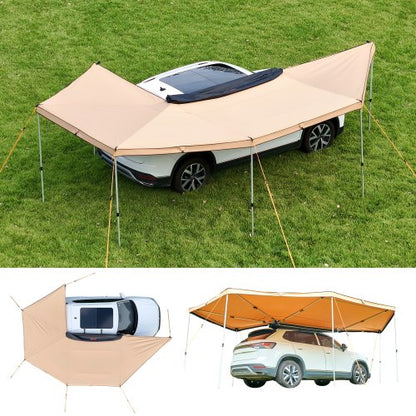 270 Degree Awning, 133 sq.ft Driver Side Vehicle Awning, Waterproof UV50+ Car Side Awnings with Carry Bag, All-Weather Free-Standing Overland Awnings Car Shelter for SUV Van Truck Camping