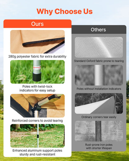 270 Degree Awning, 133 sq.ft Driver Side Vehicle Awning, Waterproof UV50+ Car Side Awnings with Carry Bag, All-Weather Free-Standing Overland Awnings Car Shelter for SUV Van Truck Camping