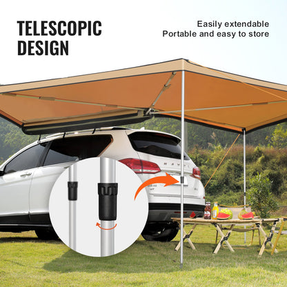 Vehicle Awning 270 Degree, 8.2' Height Retractable Car Side Awning, PU3000mm UV50+ Car Awning with Waterproof Storage Bag, Suitable for Truck, SUV, Van, RV