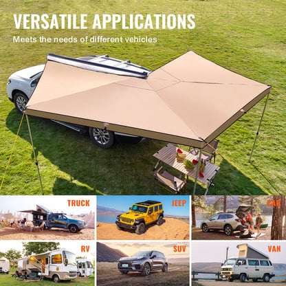 Vehicle Awning 270 Degree, 8.2' Height Retractable Car Side Awning, PU3000mm UV50+ Car Awning with Waterproof Storage Bag, Suitable for Truck, SUV, Van, RV
