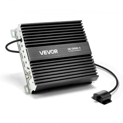 Monoblock Car Amplifier, 1200W RMS MAX, 1/2/4 Ohm Stable, 1-Channel Class D Car Audio Amplifier with Remote Subwoofer Level Control, Low Pass Filter, Bass Boost & Phase Shift, Volume Controller