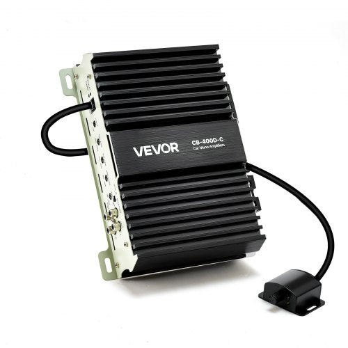 Monoblock Car Amplifier, 400W RMS MAX, 1/2/4 Ohm Stable, 1-Channel Class D Car Audio Amplifier with Remote Subwoofer Level Control, Low Pass Filter, Bass Boost & Phase Shift, Volume Controller