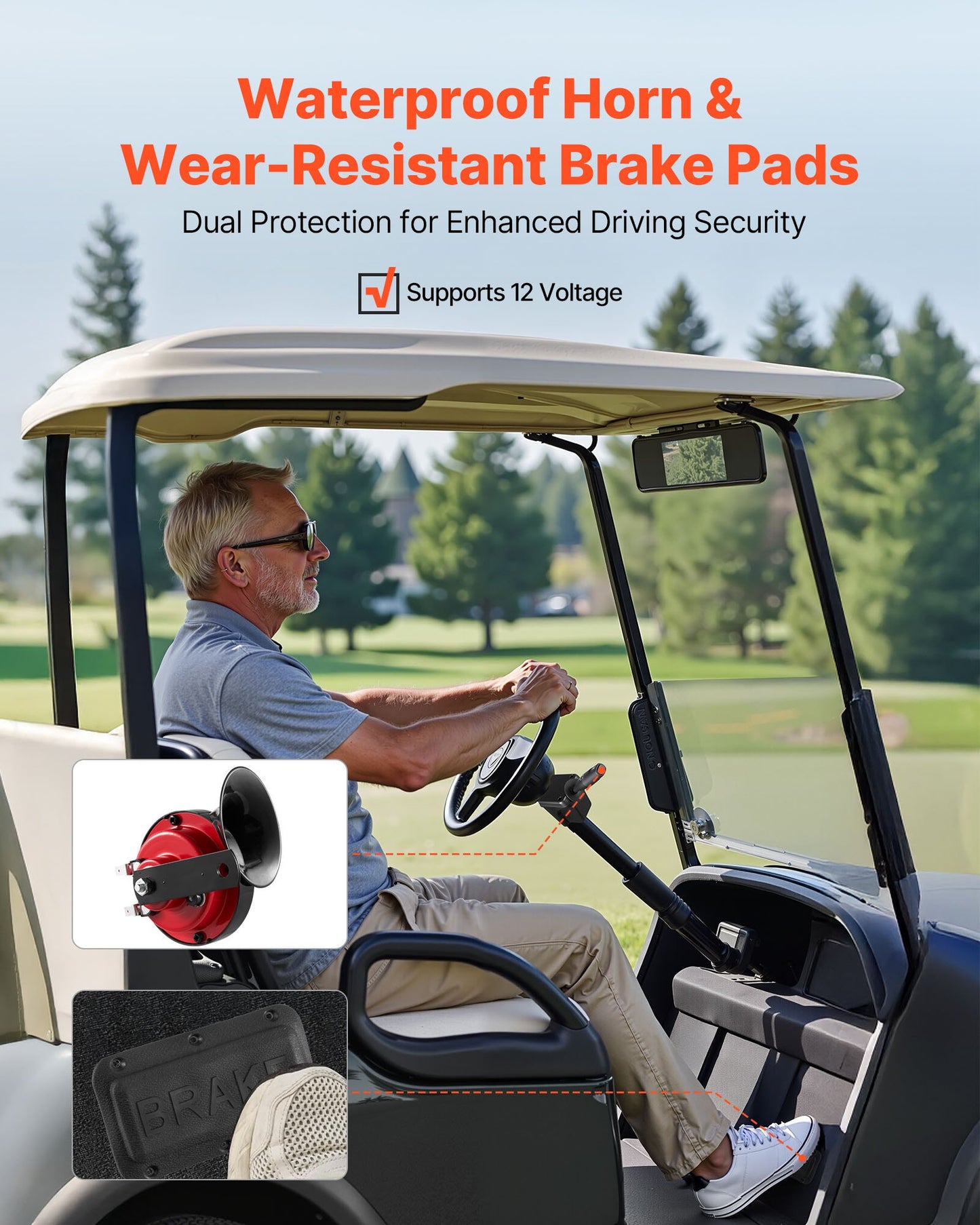 Golf Cart Light Kit, 12V, Street Legal LED Headlight and Taillight Kit with Wiring Harness, Turn Signals, Hazard Light, Switch Horn, Brake Pad, ABS Housing, for Club Car Precedent 2004-2008