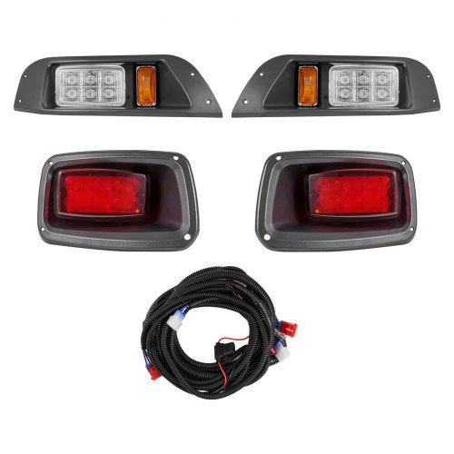 Golf Cart Light Kit, 12V, LED Headlight and Taillight Kit with Wiring Harness, Switch, Zip Ties, ABS Housing, High-Brightness, Waterproof and Dustproof, Suitable for Club Car DS 1993-Up Models