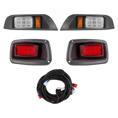Golf Cart Light Kit, 12V, LED Headlight and Taillight Kit with Wiring Harness, Switch, Zip Ties, ABS Housing, High-Brightness, Waterproof and Dustproof, Suitable for Club Car DS 1993-Up Models