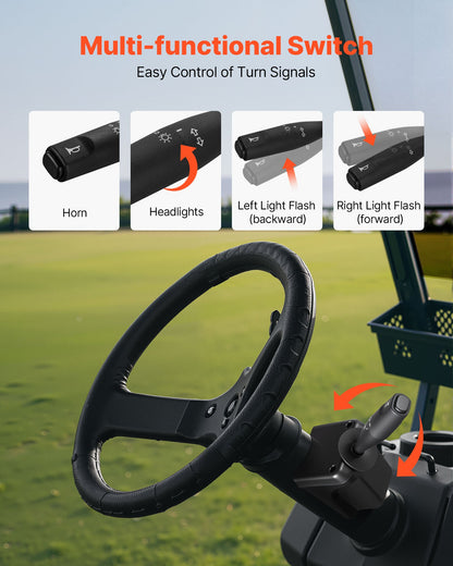 Golf Cart Light Kit, 12 Volt, Street Legal LED Headlight and Tail Light Kit with Wiring Harness, Turn Signals, Hazard Light, Switch Horn, Brake Pad, Zip Ties, ABS Housing, for EZGO TXT 1996-2013