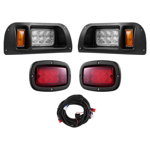 Golf Cart Light Kit, 12 Volt, LED Headlight and Tail Light Kit with Wiring Harness, Switch, Zip Ties, ABS Housing, High-Brightness, Waterproof and Dustproof, Fit for EZGO TXT 1996-2013 Models