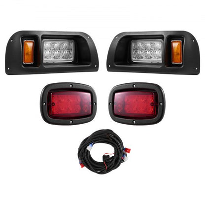 Golf Cart Light Kit, 12 Volt, LED Headlight and Tail Light Kit with Wiring Harness, Switch, Zip Ties, ABS Housing, High-Brightness, Waterproof and Dustproof, Fit for EZGO TXT 1996-2013 Models