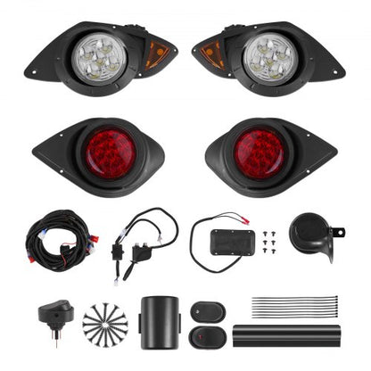 Golf Cart Light Kit, 12 Volt, Street Legal LED Headlight and Taillight Kit with Wiring Harness, Turn Signals, Hazard Light, Switch Horn, Brake Pad, Zip Ties, ABS Housing, for Yamaha G29 2007-Up