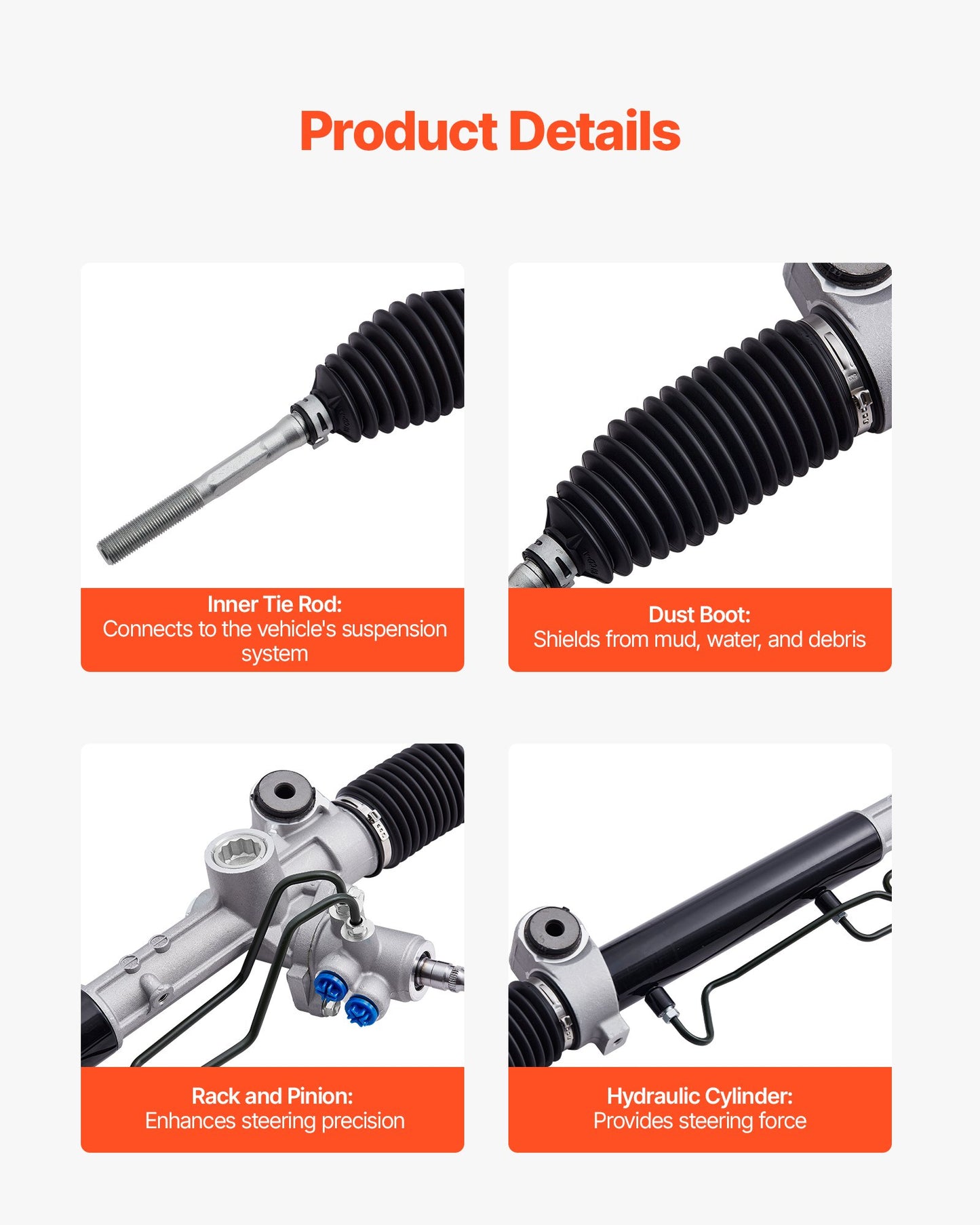 Hydraulic Power Steering Rack and Pinion, Compatible with 2004-2006 Toyota Camry (SE or XLE Model), 2004 Toyota Camry (LE Model with 16" Wheels), 2007-2011 Toyota Camry (Except Hybrid Model)