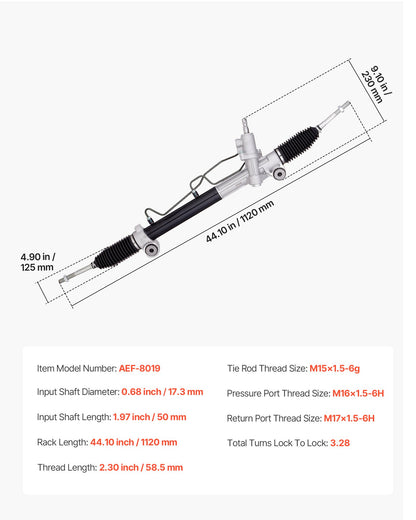 Hydraulic Power Steering Rack and Pinion, Compatible with 2004-2006 Toyota Camry (SE or XLE Model), 2004 Toyota Camry (LE Model with 16" Wheels), 2007-2011 Toyota Camry (Except Hybrid Model)