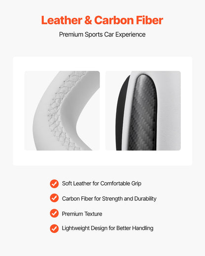 Steering Wheel for 2016-2023 Tesla Model 3, Carbon Fiber Steering Wheel D-Shaped Flat-Bottom with Heating Function, Leather Grip with Non-Slip Texture, Accessories Replacement for Model 3, White