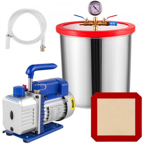 5 gallon vakuumkammare & 1/4 hk 3cfm enstegs vakuumpump för att ta bort gaser |  EU