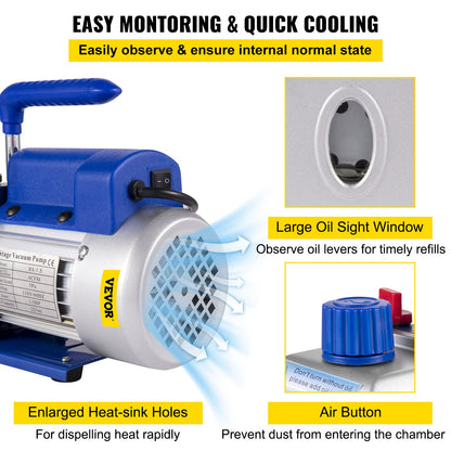 2 Gallonen Vakuumkammer Silikon-Expoxid-Entgasung 4CFM 1/3HP Vakuumpumpe