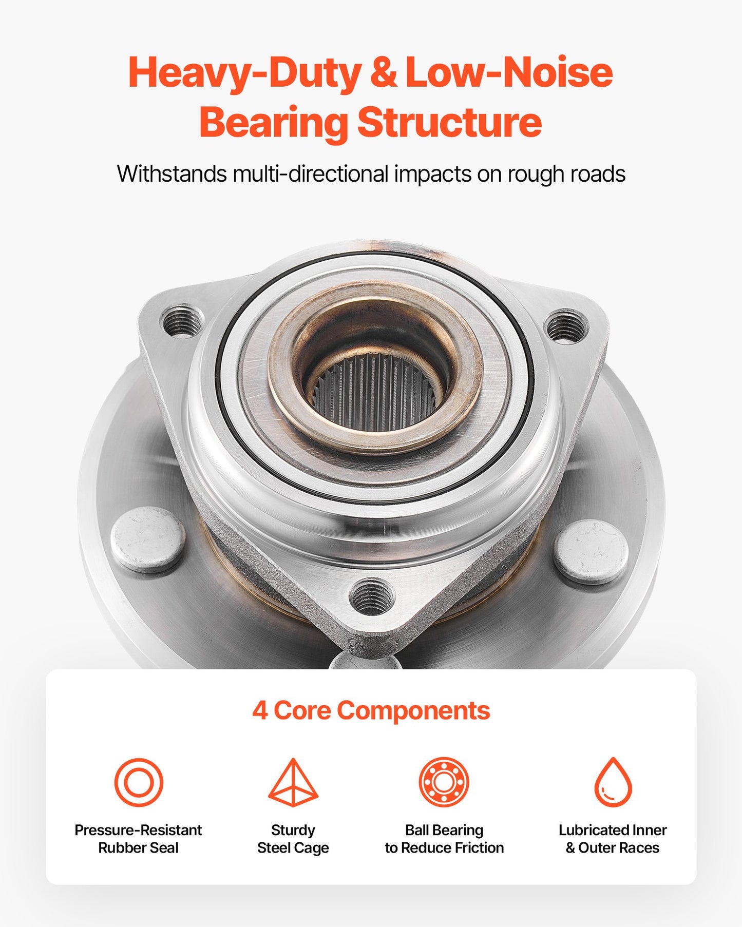2PCS Front Wheel Bearing & Hub Assembly Fit for Jeep Wrangler 2010 Islander 2016 Rubicon Sahara 75th Anniversary Sport Utility OEM 513272, 5 Lugs with ABS Sensor, Wheel Bearing Hub Assembly Set