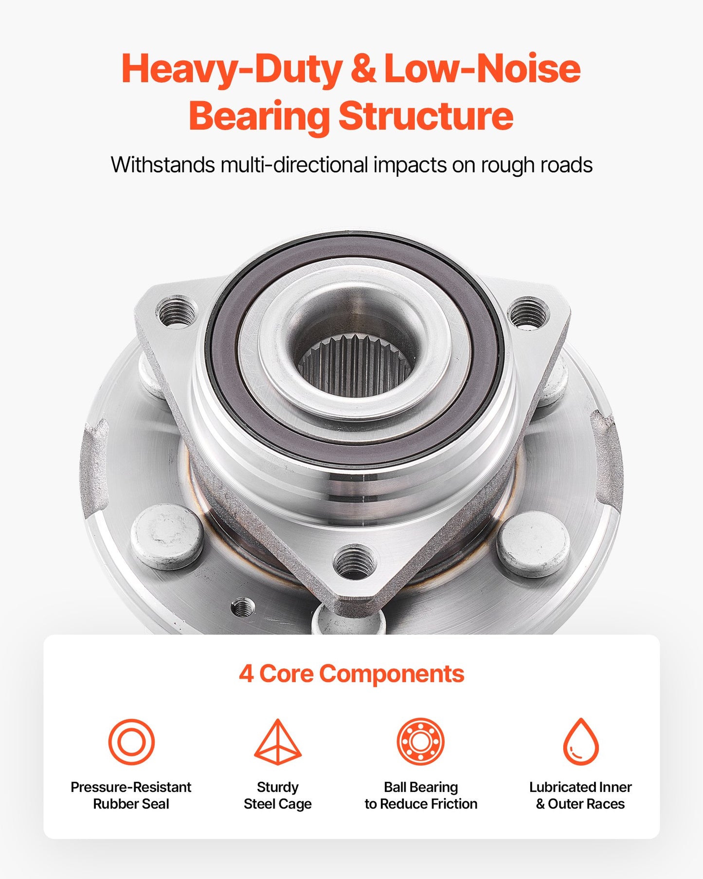 2PCS Front Wheel Bearing & Hub Assembly Fit for 2014-2016 Cadillac SRX Base Luxury Performance Premium Sport Utility 4-Door 3.6L OEM 513289, Wheel Bearing Hub Assembly Set, 13504971 BR930778