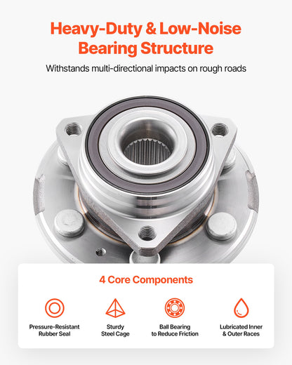 2PCS Front Wheel Bearing & Hub Assembly Fit for 2014-2016 Cadillac SRX Base Luxury Performance Premium Sport Utility 4-Door 3.6L OEM 513289, Wheel Bearing Hub Assembly Set, 13504971 BR930778