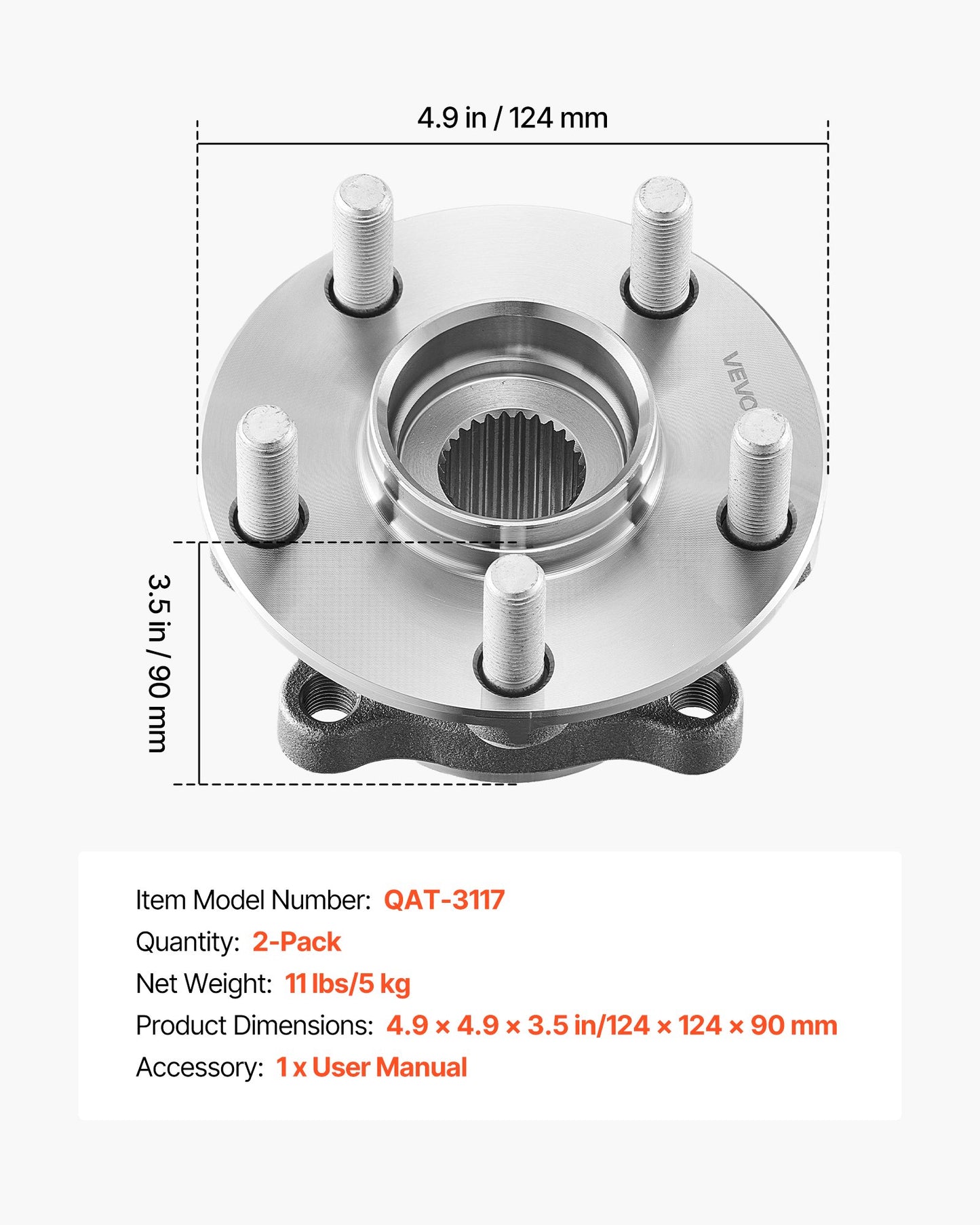 2PCS Front Wheel Bearing & Hub Assembly Fit for 2014 Subaru Forester 2.5i Convenience Limited Premium Sport Utility Impreza WRX Hatchback 4-Door 2.5L OEM 513303, Wheel Bearing Hub Assembly Set