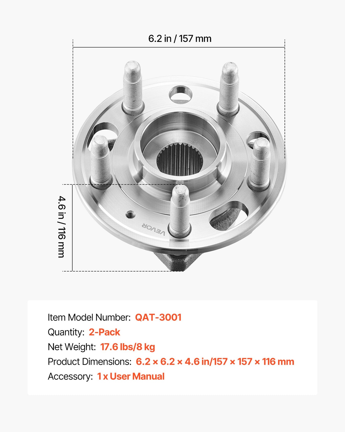2PCS Front/Rear Wheel Bearing & Hub Assembly Fit for 2020 Chevy Impala LT Premier Sedan 2017 Equinox LS Sport Utility Buick Regal Cadillac XTS Livery Hearse OEM 513288, Wheel Bearing Hub Set
