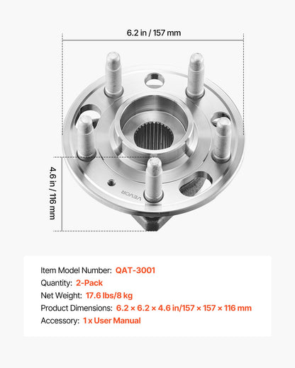 2PCS Front/Rear Wheel Bearing & Hub Assembly Fit for 2020 Chevy Impala LT Premier Sedan 2017 Equinox LS Sport Utility Buick Regal Cadillac XTS Livery Hearse OEM 513288, Wheel Bearing Hub Set