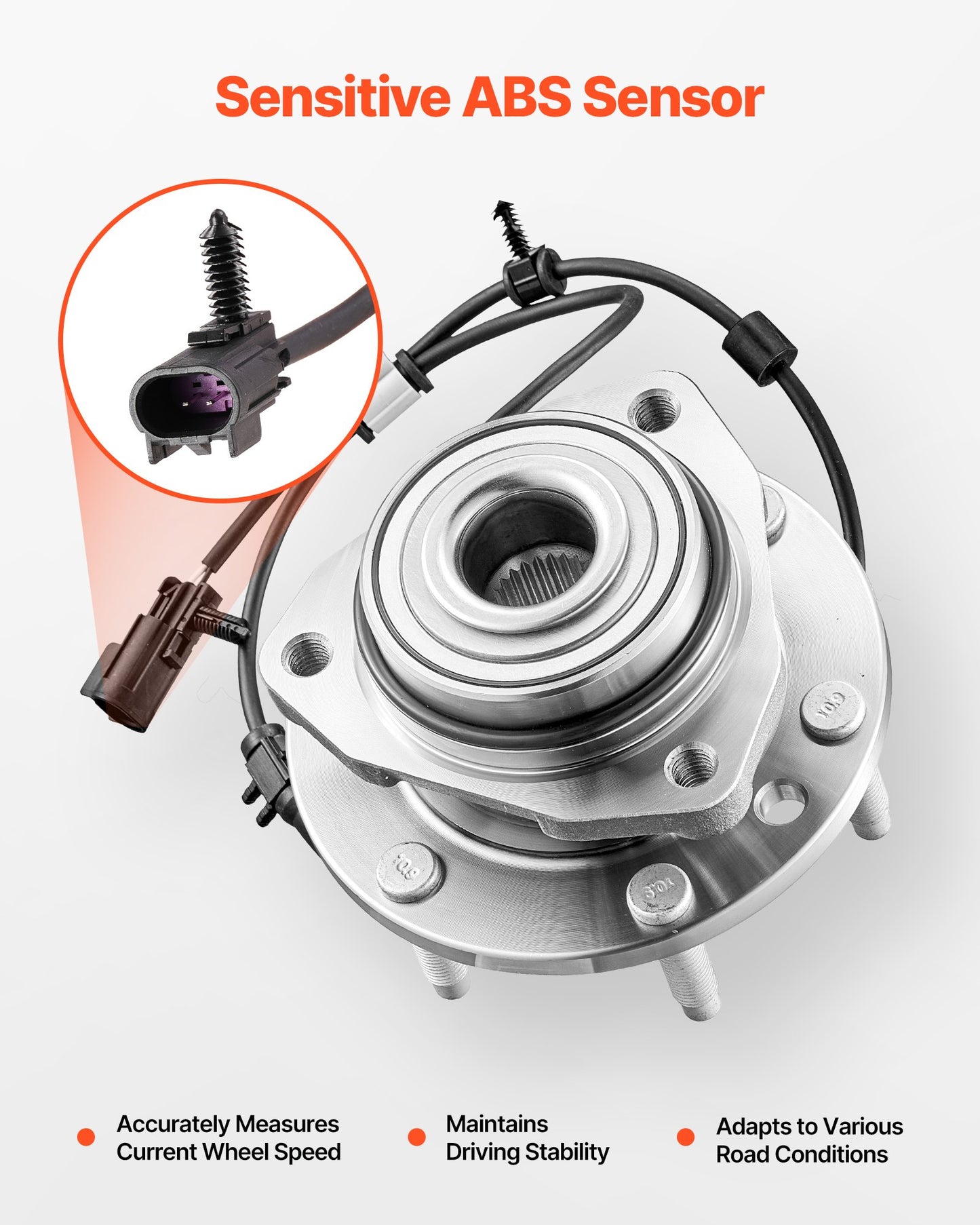 2PCS Front Wheel Bearing & Hub Assembly Fit for 2004-2007 Buick Rainier 2003-2006 Chevy SSR 2002-2009 GMC Envoy 2005-2009 Saab 9-7X OEM 513188, Wheel Bearing Hub Assembly Set with ABS Sensor