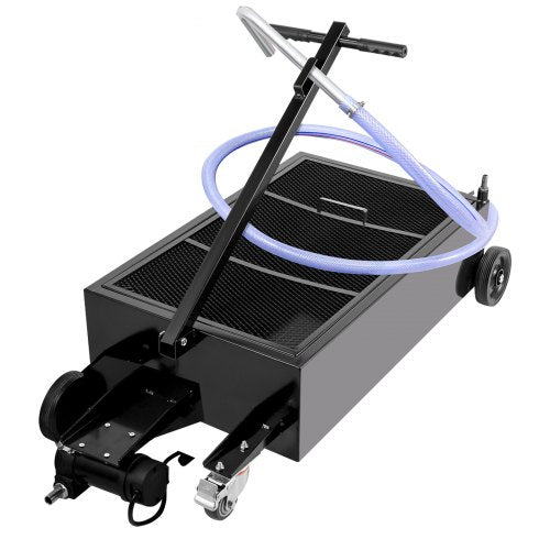 Oil Drain Pan 25 Gallon Oil Drain Tank, 95L Low Profile Oil Drain Pan, Large Capacity Oil Change Pan, Foldable Hand, with Electric Pump, Hose, Swivel Casters for Car, SUV, Trucks Oil Draining