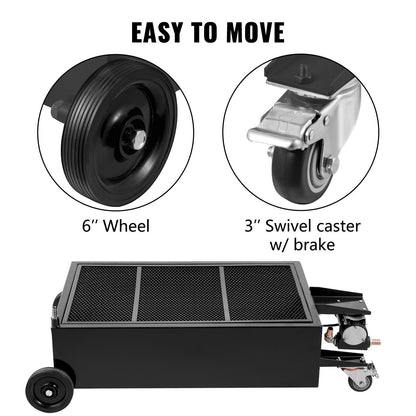 Oil Drain Pan 25 Gallon Oil Drain Tank, 95L Low Profile Oil Drain Pan, Large Capacity Oil Change Pan, Foldable Hand, with Electric Pump, Hose, Swivel Casters for Car, SUV, Trucks Oil Draining