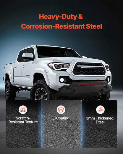 Front Bumper Compatible with 2016-2023 Toyota Tacoma (Excluding Tacoma TRD/Tacoma TRD Sport), Pickup Truck Bumper with Winch Plate & D-Ring Mounts, Heavy-Duty Steel Front Bumpers with E-Coating and Bull Bar