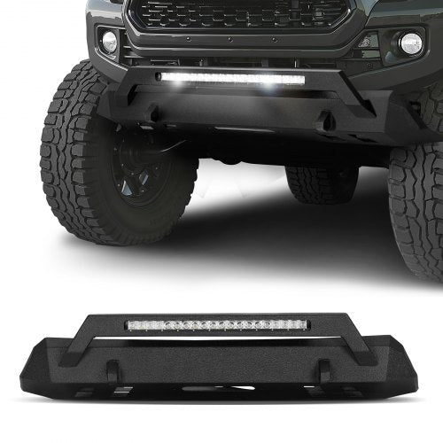 Front Bumper Compatible with 2016-2023 Toyota Tacoma (Excluding Tacoma TRD/Tacoma TRD Sport), Pickup Truck Bumper with LED Light Bar, Winch Plate & D-Rings Mounts, Heavy-Duty Steel Front Bumper with E-Coating