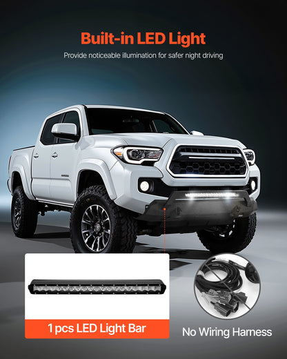 Front Bumper Compatible with 2016-2023 Toyota Tacoma (Excluding Tacoma TRD/Tacoma TRD Sport), Pickup Truck Bumper with LED Light Bar, Winch Plate & D-Rings Mounts, Heavy-Duty Steel Front Bumper with E-Coating